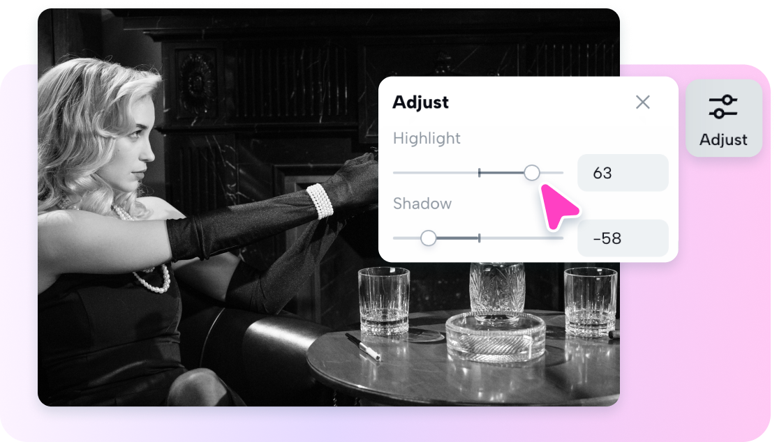 Enhance photo visuals with sleek black & white filter 